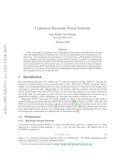 Contextual Recurrent Neural Networks