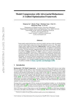 Model Compression with Adversarial Robustness: A Unified Optimization
  Framework