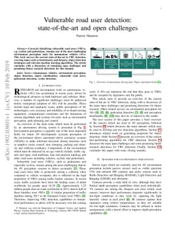 Vulnerable road user detection: state-of-the-art and open challenges