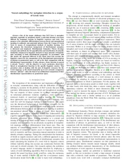 Neural embeddings for metaphor detection in a corpus of Greek texts