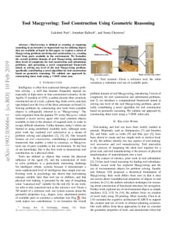 Tool Macgyvering: Tool Construction Using Geometric Reasoning