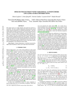 Speech enhancement with variational autoencoders and alpha-stable
  distributions