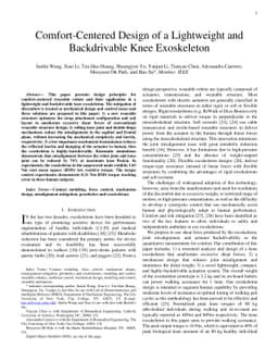 Comfort-Centered Design of a Lightweight and Backdrivable Knee
  Exoskeleton