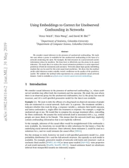 Using Embeddings to Correct for Unobserved Confounding in Networks
