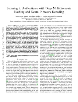 Learning to Authenticate with Deep Multibiometric Hashing and Neural
  Network Decoding
