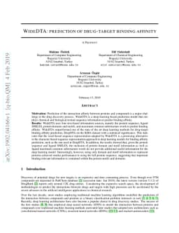 WideDTA: prediction of drug-target binding affinity