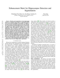 Enhancement Mask for Hippocampus Detection and Segmentation