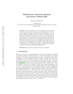 Table2answer: Read the database and answer without SQL
