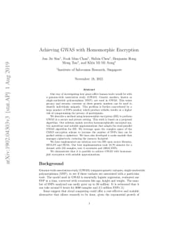 Achieving GWAS with Homomorphic Encryption