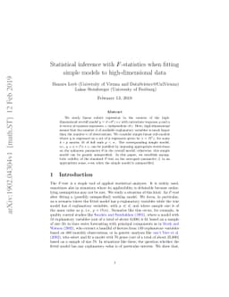 Statistical inference with F-statistics when fitting simple models to
  high-dimensional data