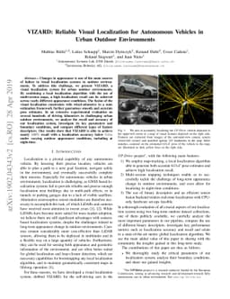 VIZARD: Reliable Visual Localization for Autonomous Vehicles in Urban
  Outdoor Environments