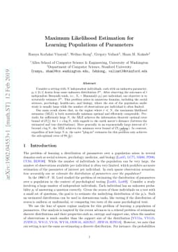 Maximum Likelihood Estimation for Learning Populations of Parameters