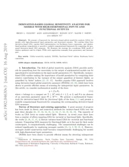 Derivative-based global sensitivity analysis for models with
  high-dimensional inputs and functional outputs