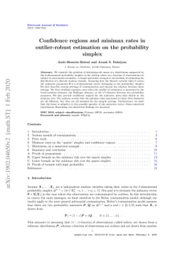 Confidence regions and minimax rates in outlier-robust estimation on the
  probability simplex