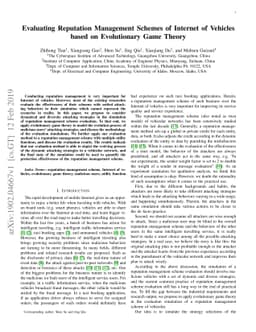 Evaluating Reputation Management Schemes of Internet of Vehicles based
  on Evolutionary Game Theory