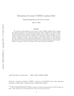 Estimation of causal CARMA random fields