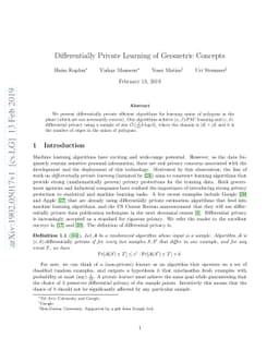 Differentially Private Learning of Geometric Concepts