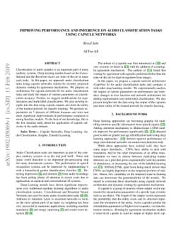 Improving performance and inference on audio classification tasks using
  capsule networks