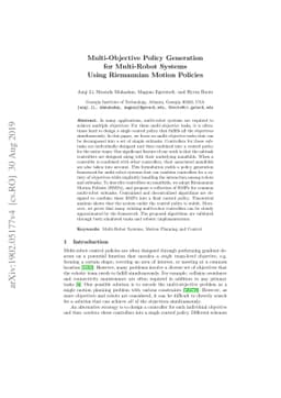 Multi-Objective Policy Generation for Multi-Robot Systems Using
  Riemannian Motion Policies
