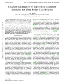 Sinkhorn Divergence of Topological Signature Estimates for Time Series
  Classification