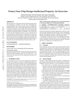 Protect Your Chip Design Intellectual Property: An Overview