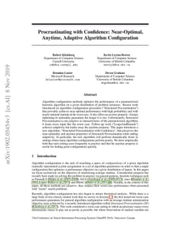 Procrastinating with Confidence: Near-Optimal, Anytime, Adaptive
  Algorithm Configuration