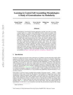 Learning to Control Self-Assembling Morphologies: A Study of
  Generalization via Modularity