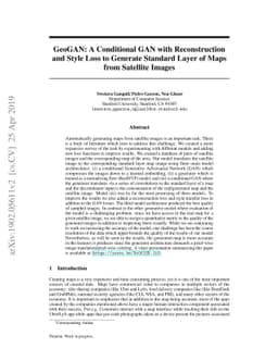 GeoGAN: A Conditional GAN with Reconstruction and Style Loss to Generate
  Standard Layer of Maps from Satellite Images