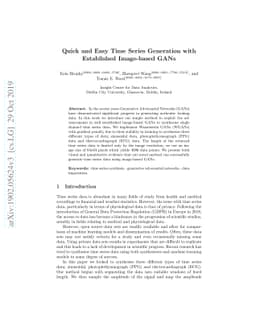 Quick and Easy Time Series Generation with Established Image-based GANs