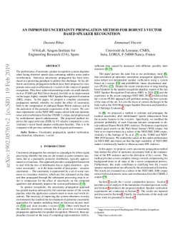 An improved uncertainty propagation method for robust i-vector based
  speaker recognition