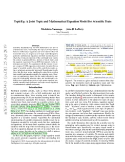 TopicEq: A Joint Topic and Mathematical Equation Model for Scientific
  Texts
