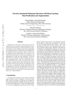 Towards Automated Melanoma Detection with Deep Learning: Data
  Purification and Augmentation