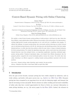 Context-Based Dynamic Pricing with Online Clustering