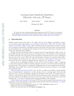 Learning Linear-Quadratic Regulators Efficiently with only $\sqrt{T}$
  Regret