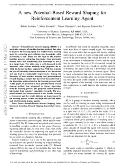 A new Potential-Based Reward Shaping for Reinforcement Learning Agent