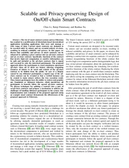 Scalable and Privacy-preserving Design of On/Off-chain Smart Contracts