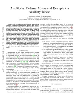 AuxBlocks: Defense Adversarial Example via Auxiliary Blocks
