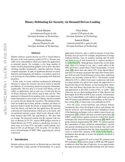 Binary Debloating for Security via Demand Driven Loading