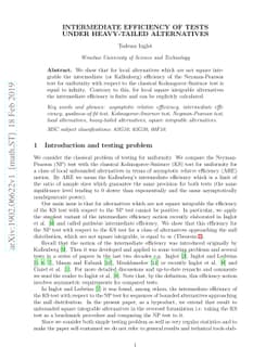 Intermediate efficiency of tests under heavy-tailed alternatives