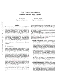 Smart Contract Vulnerabilities: Vulnerable Does Not Imply Exploited