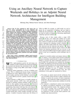 Using an Ancillary Neural Network to Capture Weekends and Holidays in an
  Adjoint Neural Network Architecture for Intelligent Building Management