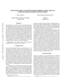 End-to-end Lyrics Alignment for Polyphonic Music Using an
  Audio-to-Character Recognition Model