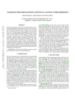 Learned In Speech Recognition: Contextual Acoustic Word Embeddings