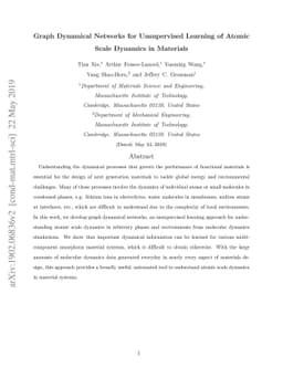 Graph Dynamical Networks for Unsupervised Learning of Atomic Scale
  Dynamics in Materials