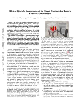 Efficient Obstacle Rearrangement for Object Manipulation Tasks in
  Cluttered Environments