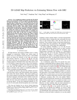 2D LiDAR Map Prediction via Estimating Motion Flow with GRU