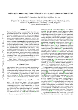 Variational Regularized Transmission Refinement for Image Dehazing