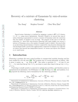 Recovery of a mixture of Gaussians by sum-of-norms clustering
