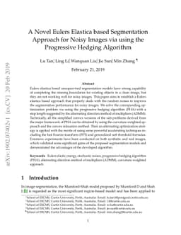 A Novel Euler's Elastica based Segmentation Approach for Noisy Images
  via using the Progressive Hedging Algorithm