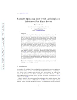 Sample Splitting and Weak Assumption Inference For Time Series